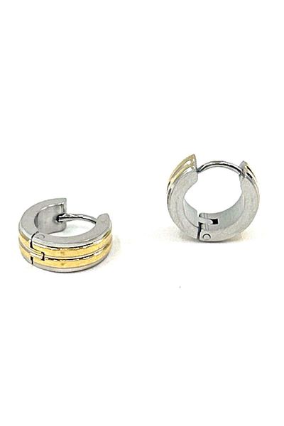 Kravatkolik Silver Color - Gold Color Round Unisex Earrings EAR22