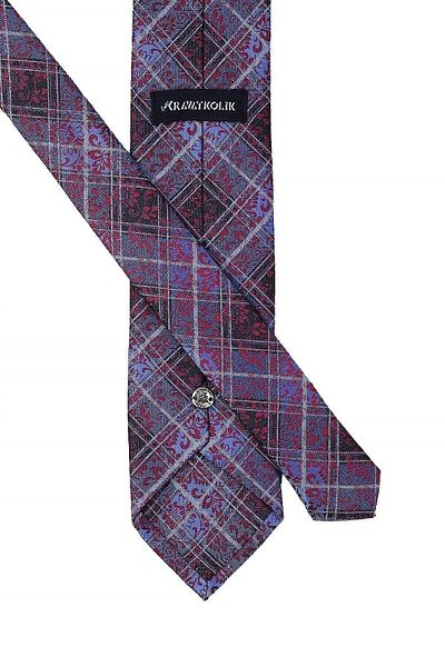 Kravatkolik Men's Blue Plaid Pattern Classic Necktie with Handkerchief Kk10585