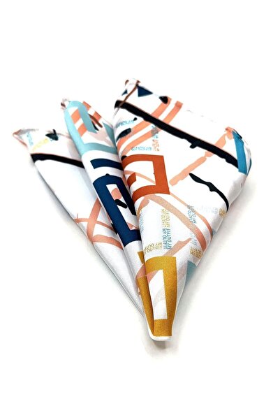 La Pescara White Motif Pattern Men's Pocket Handkerchief Sps574-28