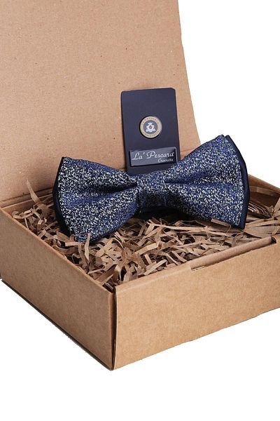 Kravatkolik Navy Blue Sand Pattern Bow Tie P1098