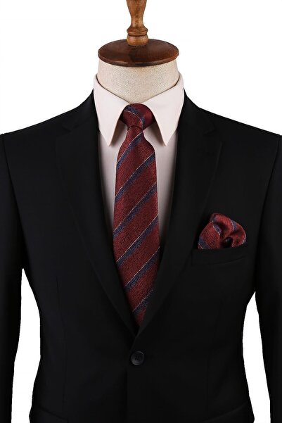 Kravatkolik Copper - Brown Plaid Pattern Classic Tie with Handkerchief Kk10761