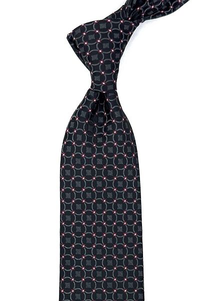 Kravatkolik Black - Smoked Motif Pattern Classic Necktie with Handkerchief KK12387
