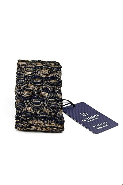 La Pescara Yellow - Navy Blue Motif Pattern Knitted Tie ORR8361