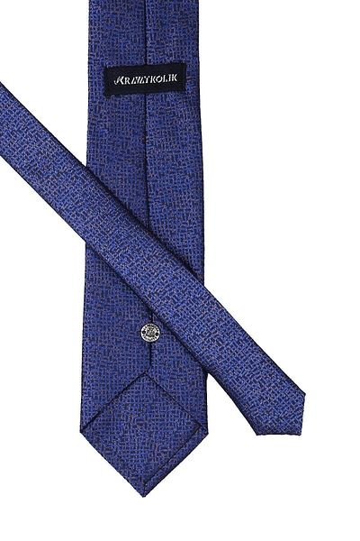 Kravatkolik Navy Blue Classic Tie with Self Pattern Handkerchief Kk9640