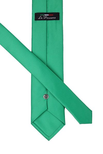 Kravatkolik Plain Satin Tie with Green Handkerchief Kk1130
