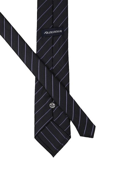 Kravatkolik Classic Tie with Black Line Pattern Handkerchief Kk9933