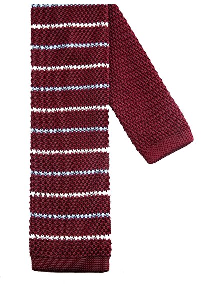 La Pescara Πλεκτή γραβάτα με ρίγες μπορντό 8194