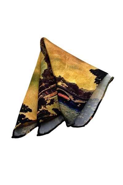 Kravatkolik Yellow Eiffel Motif Men's Pocket Handkerchief SPS618-97