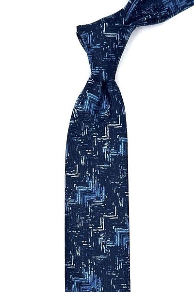 Kravatkolik Navy Blue Motif Pattern Thin Tie SK7898