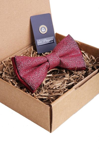 Kravatkolik Burgundy Sand Pattern Bow Tie P945