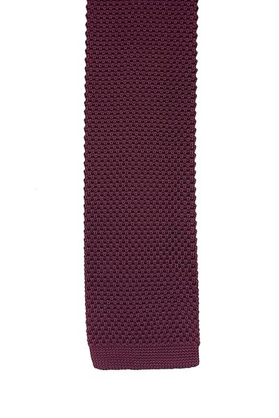 Kravatkolik Claret Red Plain Flower Motif Knitted Tie GRUBE 8322