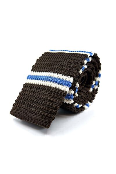 Kravatkolik Кафява - синя раирана плетена вратовръзка OR8372