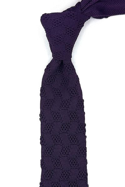 La Pescara Plum Self Pattern Knitted Tie Knitted 8347