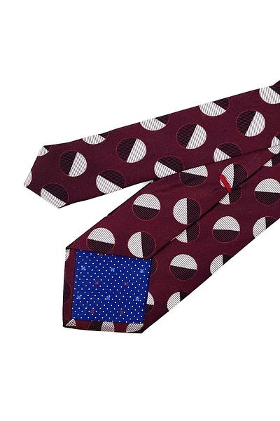Kravatkolik Regia Style Burgundy Motif Pattern Italian Silk Tie