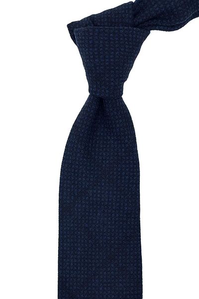 Kravatkolik Classic Wool Tie with Navy Blue Handkerchief Kk10870