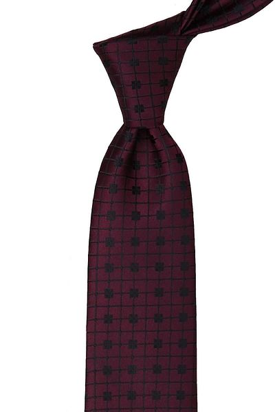 Kravatkolik Plum Small Pattern Classic Tie with Handkerchief Kk10163