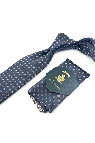 La Pescara Smoked Small Pattern Classic Necktie with Handkerchief KK11848