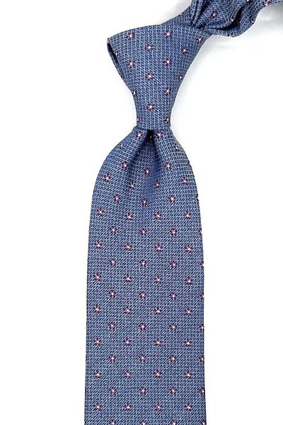 Kravatkolik Classic Tie with Blue Flower Pattern Handkerchief KK12264