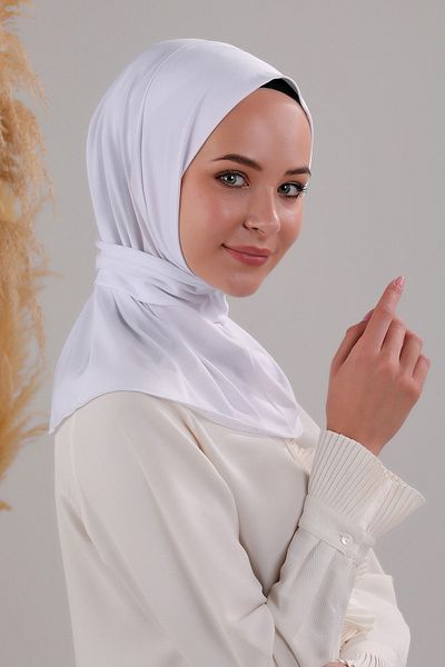 Melodi Scarf Practical Snap-On Hijab Sandy Scarf - White Bonnet Compatible with Sea and Pool