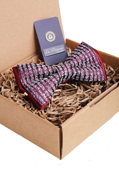 Kravatkolik Claret Red Motif Pattern Bow Tie P968