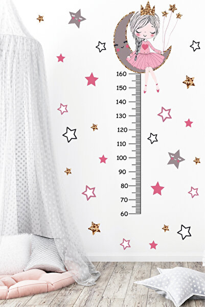 Ayza Tasarım Ayda Oturan Sevimli Peri Kızı Yıldız Temalı Boy Ölçer Boy Ölçme ...