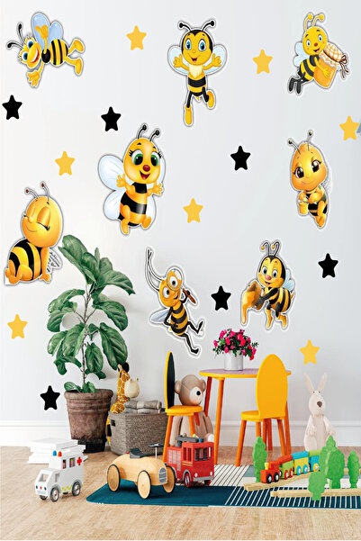 Ayza Tasarım Комплект стикери за стена с тема „Сладки пчели и звезди“ за детс...