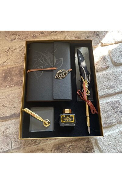 sihirlihediyem Tüylü Kaligrafi Kalem ve Kişiye Özel Defter Seti