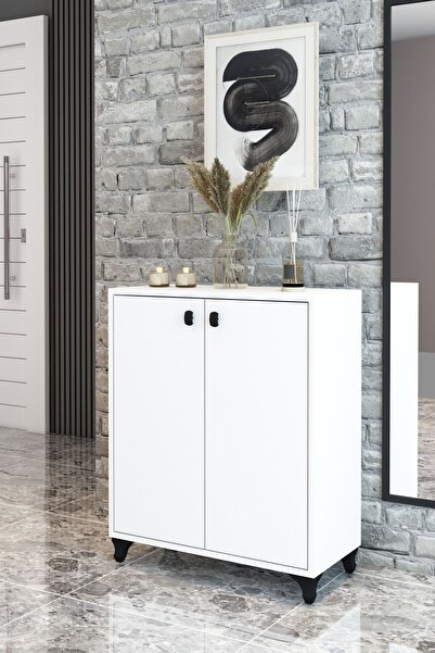 ZEYN MOBİLYA Ada 4 Raflı 2 Kapaklı Ayakkabılık Çok Amaçlı Dolap Ayakkabı Dola...