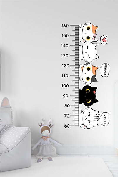 Ayza Tasarım Cetvelden Bakan Sevimli Kedi Temalı Boy Ölçer Boy Ölçme Cetveli ...