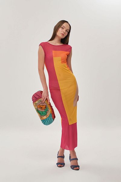 Eda Taşpınar Back Low-cut Chiffon Dress no.2 TEKS-00057