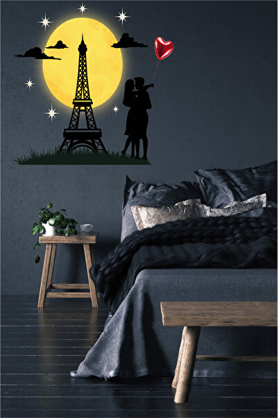 Ayza Tasarım Set de autocolante de perete pentru dormitor, negru, alb, cu tem...