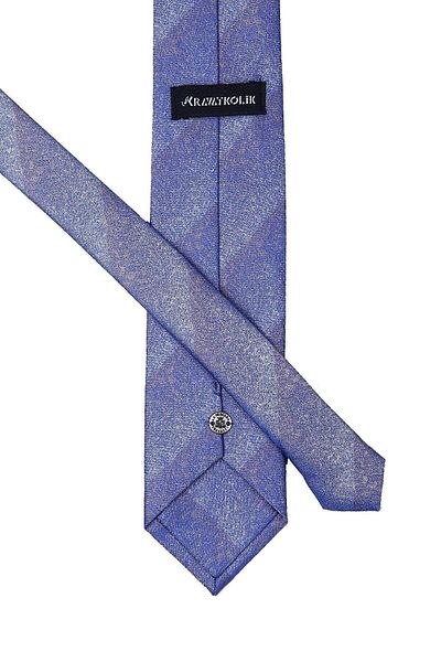 Kravatkolik Men's Blue Sand Pattern Classic Tie with Handkerchief Kk10011