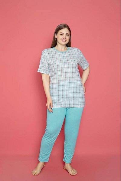 Farya Home Set de pijamale X-Dreamy cu guler cu nasturi de marime mari din bumbac