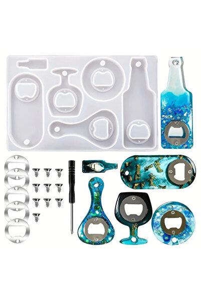 Getshopmini مجموعة أدوات معدنية من السيليكون لفتح الزجاجات متعددة الإيبوكسي G...