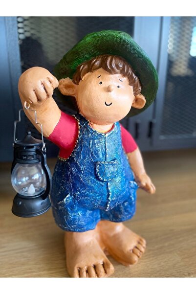 Handmade Polyester Fenerli Cüce Erkek Çocuk Bahçe Dekoru