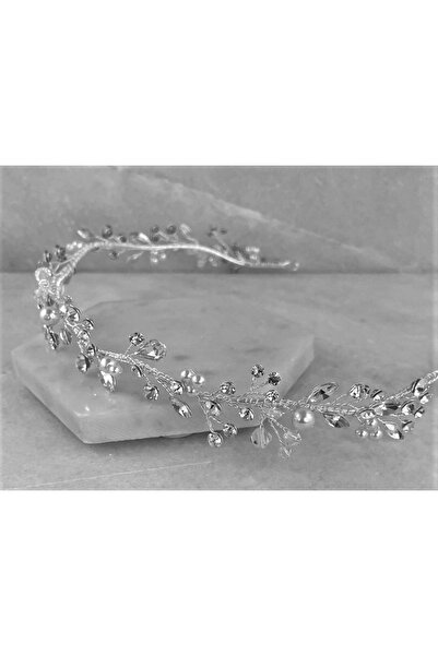 MyElle Tasarım Beyaz Inci Detaylı, Kristal Taşlı Zarif Saç Aksesuarı Nişan, N...