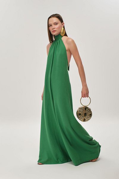 Eda Taşpınar Backless Linen Jumpsuit TEKS-00056
