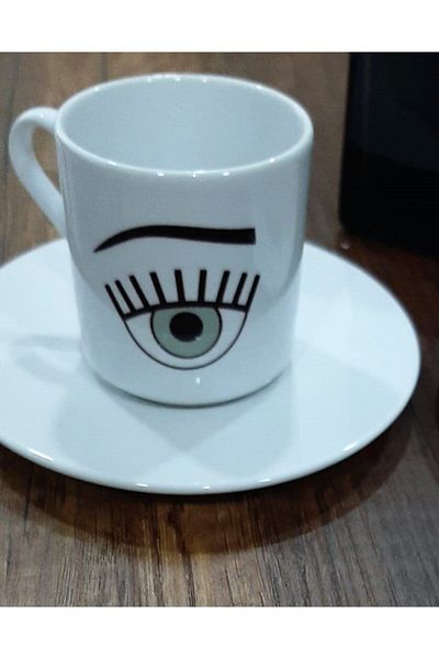 LADİJİTAL BASKI ÇÖZÜMLERİ Eye Shaped Turkish Coffee Set of 2