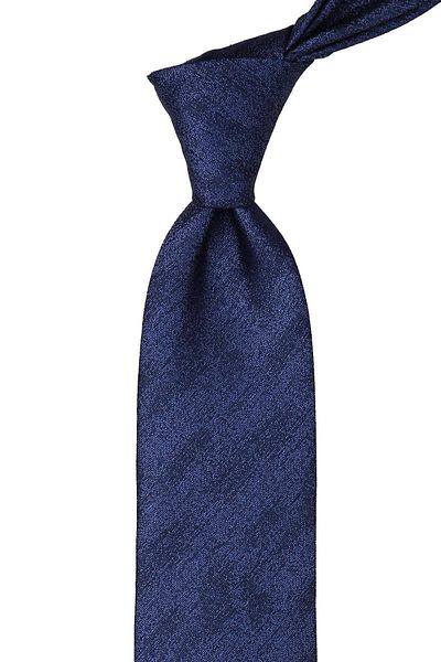 Kravatkolik Blue Classic Tie with Self Pattern Handkerchief Kk10095