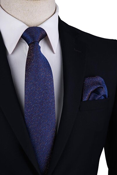 Kravatkolik Тъмносин кърпичка с пясъчен мотив Класическа вратовръзка Kk10386