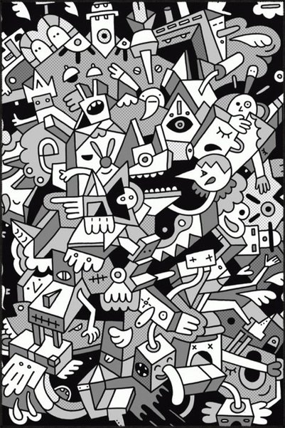 Rugs Modern Halı Black and White Cartoon Themed Woven Base Carpet and Washabl...