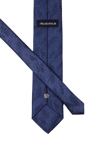 Kravatkolik Blue Classic Tie with Self Pattern Handkerchief Kk10095