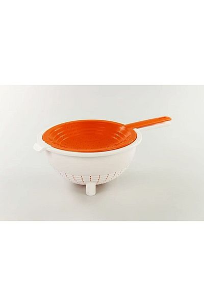 Tupperware العلامة التجارية: مصفاة مزدوجة برتقالية الفئة: منظمات المطبخ