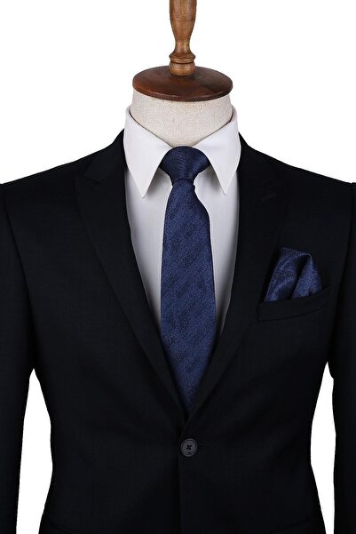 Kravatkolik Синій класичний краватка з візерунком Kk10095