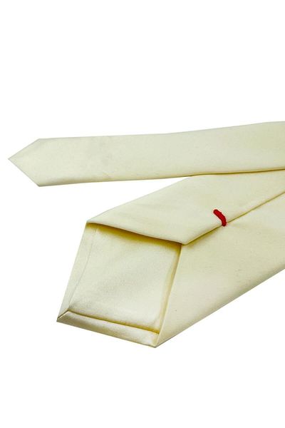 Kravatkolik Cream Italian Plain Silk Tie Ik1310