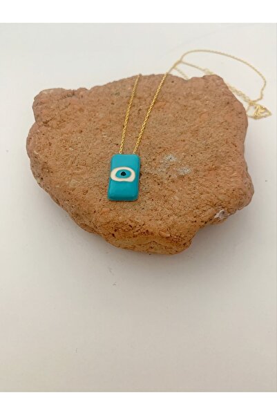 pien Turkuaz Mineli Nazar Boncuklu Gold Gümüş Kolye