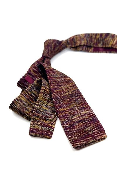 Kravatkolik Burgundy - Yellow Sand Pattern Knitted Tie KIR8315