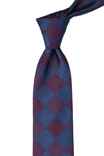 Kravatkolik Petrol Color Plaid Pattern Classic Tie with Handkerchief Kk10449