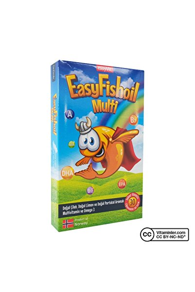 EASYVİT EasyVit EasyFishoil Multi + Omega 3 30 Çiğnenebilir Form - KARIŞIK MEYVE