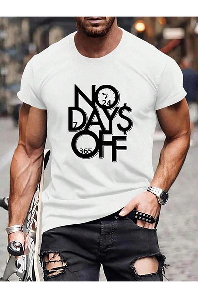 AMMA No Days Off Printed Unisex T-shirt με κοντό μανίκι - 100% βαμβάκι
